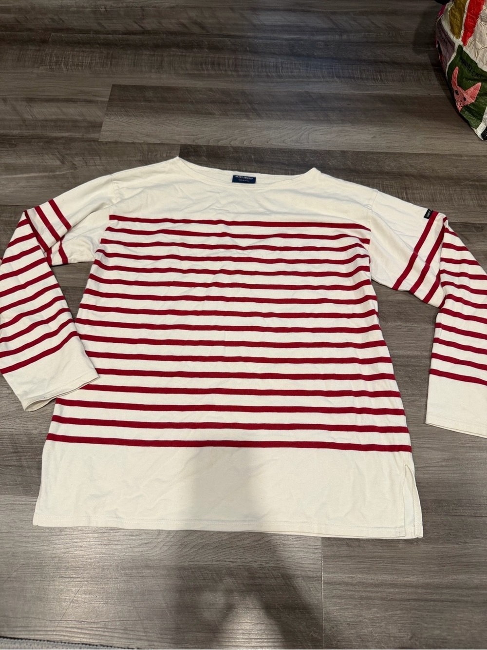 Saint James Minquidame Red White Breton Striped Long Sleeve Top XL